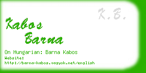 kabos barna business card